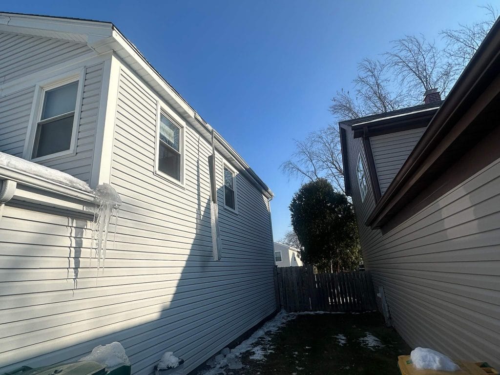 Broken Gutter in Buffalo Grove IL Caused by Ice and Snow Buildup