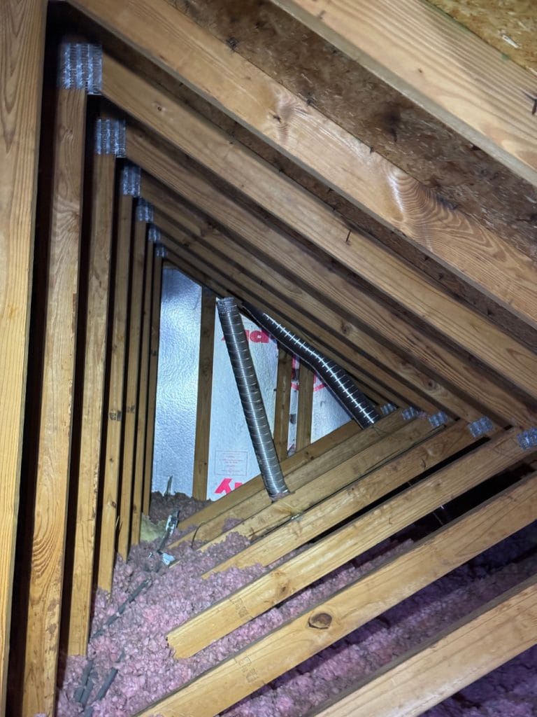 Disconnected Bathroom Vent in Hoffman Estates Attic