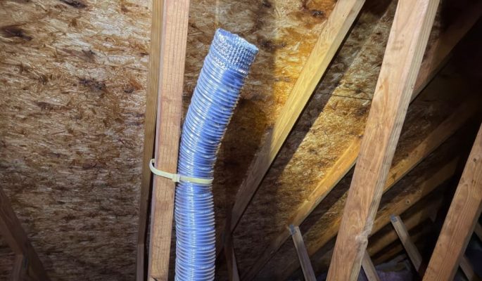 Disconnected Bathroom Vent in Hoffman Estates Attic