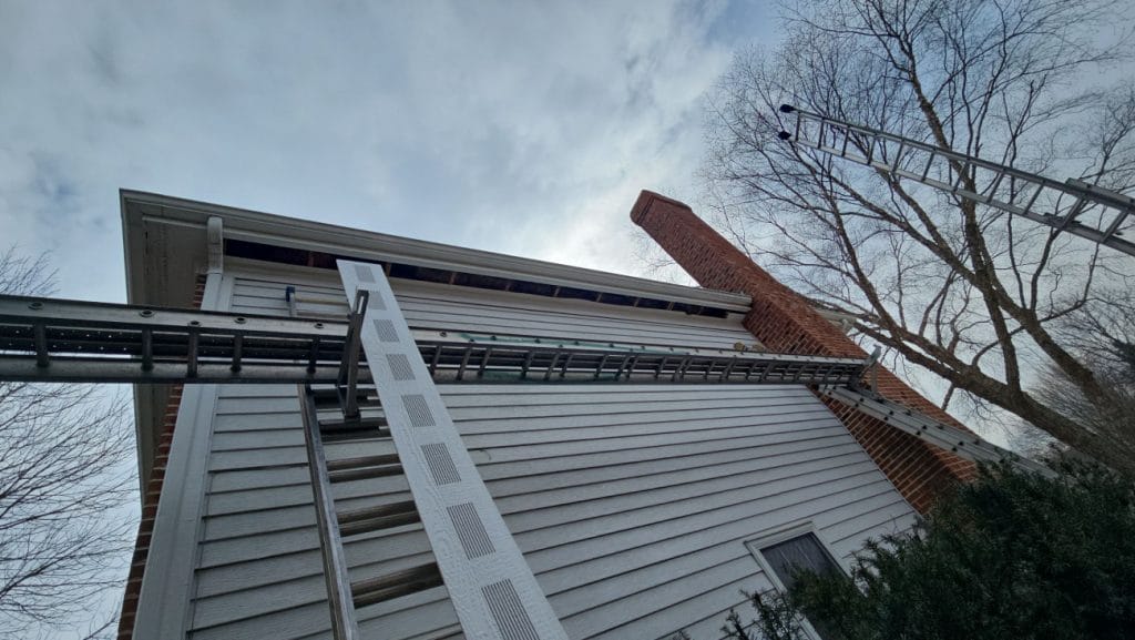 Ladders Setup to Install Rear Soffit Vents