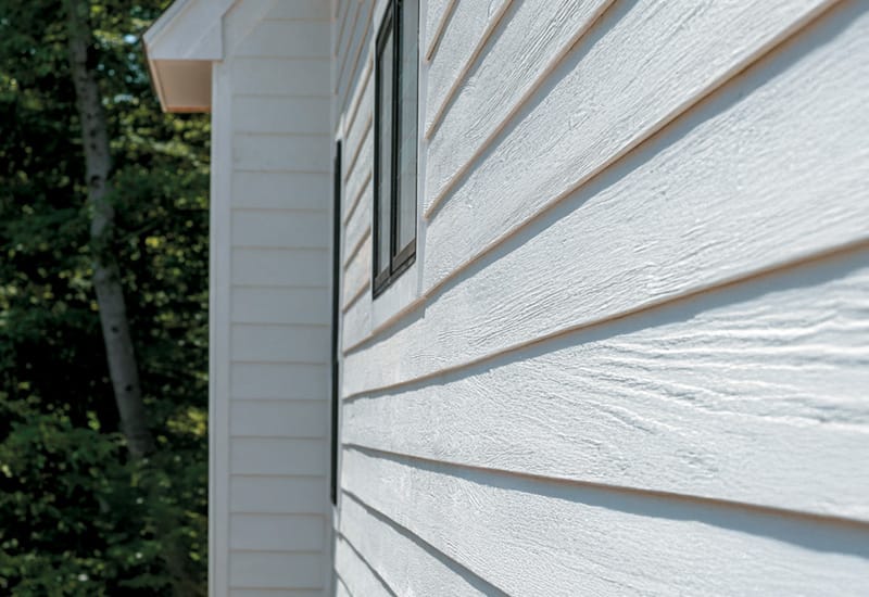 LP SmartSide Engineered Wood Siding Cedar Texture Snowscape White Color
