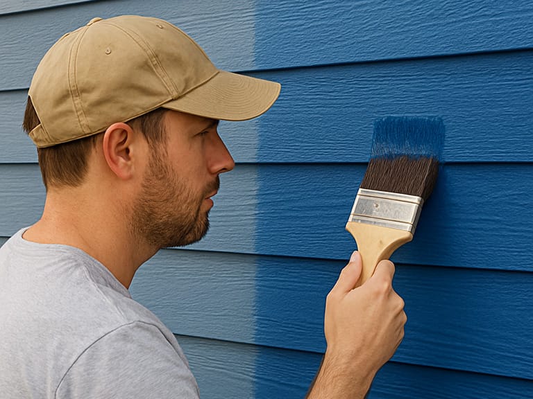 Homeowner Painting Siding