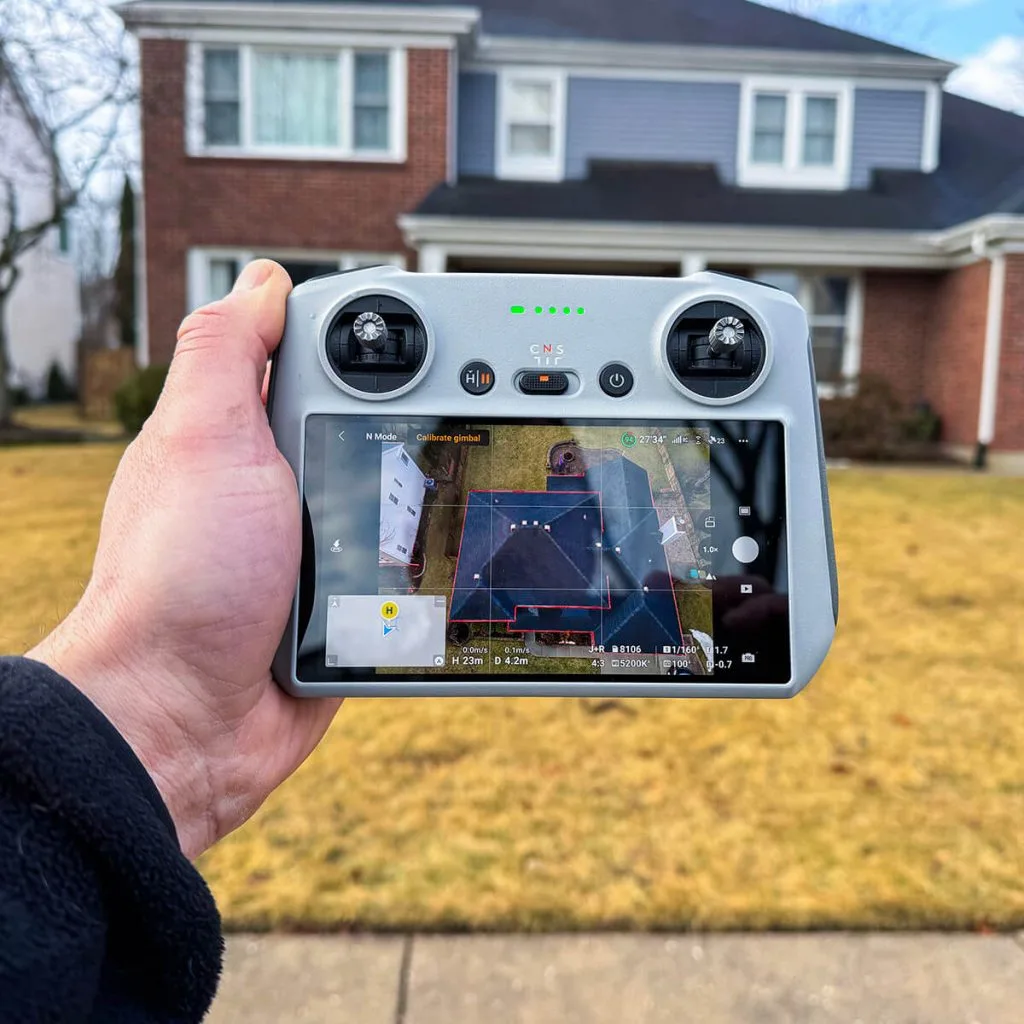Drone Controller Used During Roof Inspection
